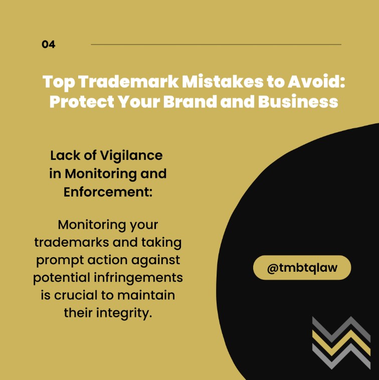 Top trademark mistakes illustration highlighting TMBTQ Law’s website services and legal guidance for brand protection.
